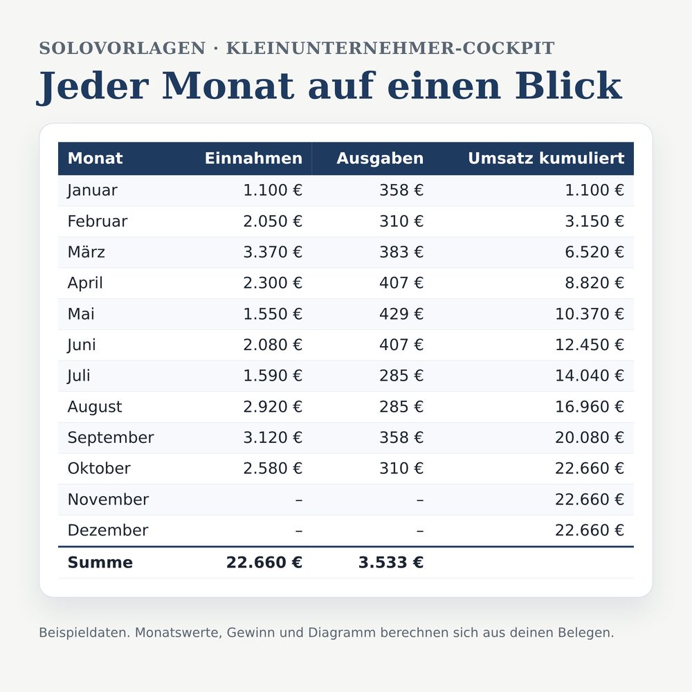 Beispielansicht Kleinunternehmer-Cockpit